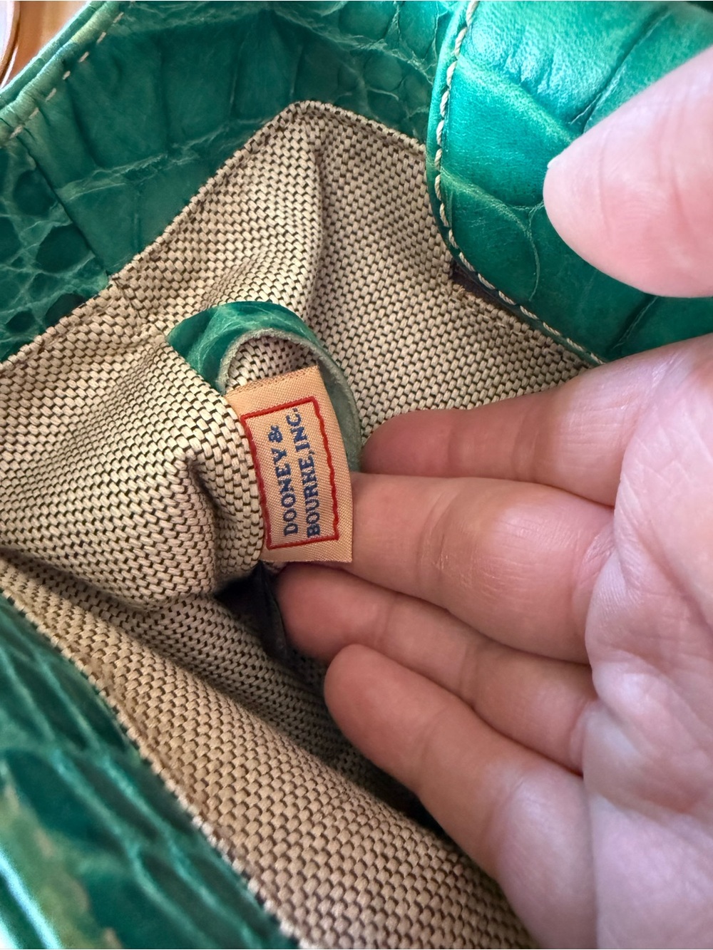 Y2K Dooney & Bourke Teal Croc-Embossed Shoulder Bag - Picture 6 of 13